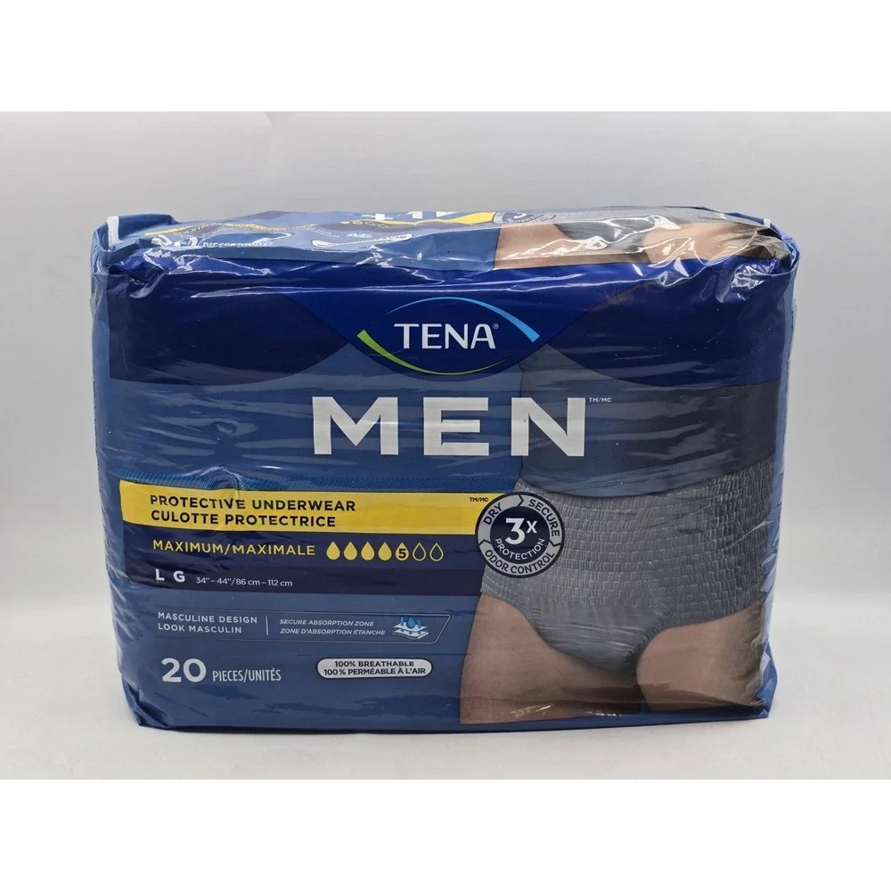 Tena Protective Incontinence Underwear for Men - Max Absorbency Size L - 20 Pack